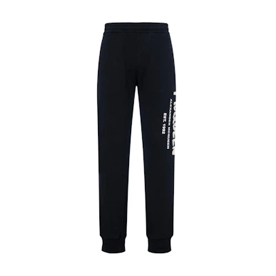 Alexander McQueen SS22 Black Logo Print Knit Jogger Sweatpants 688714-QSZ81-0901