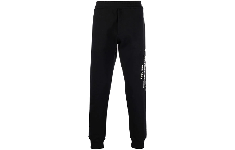 Order 알렉산더 맥퀸 SS22 블랙 로고 프린트 니트 조거 스웨트팬츠 688714-QSZ81-0901