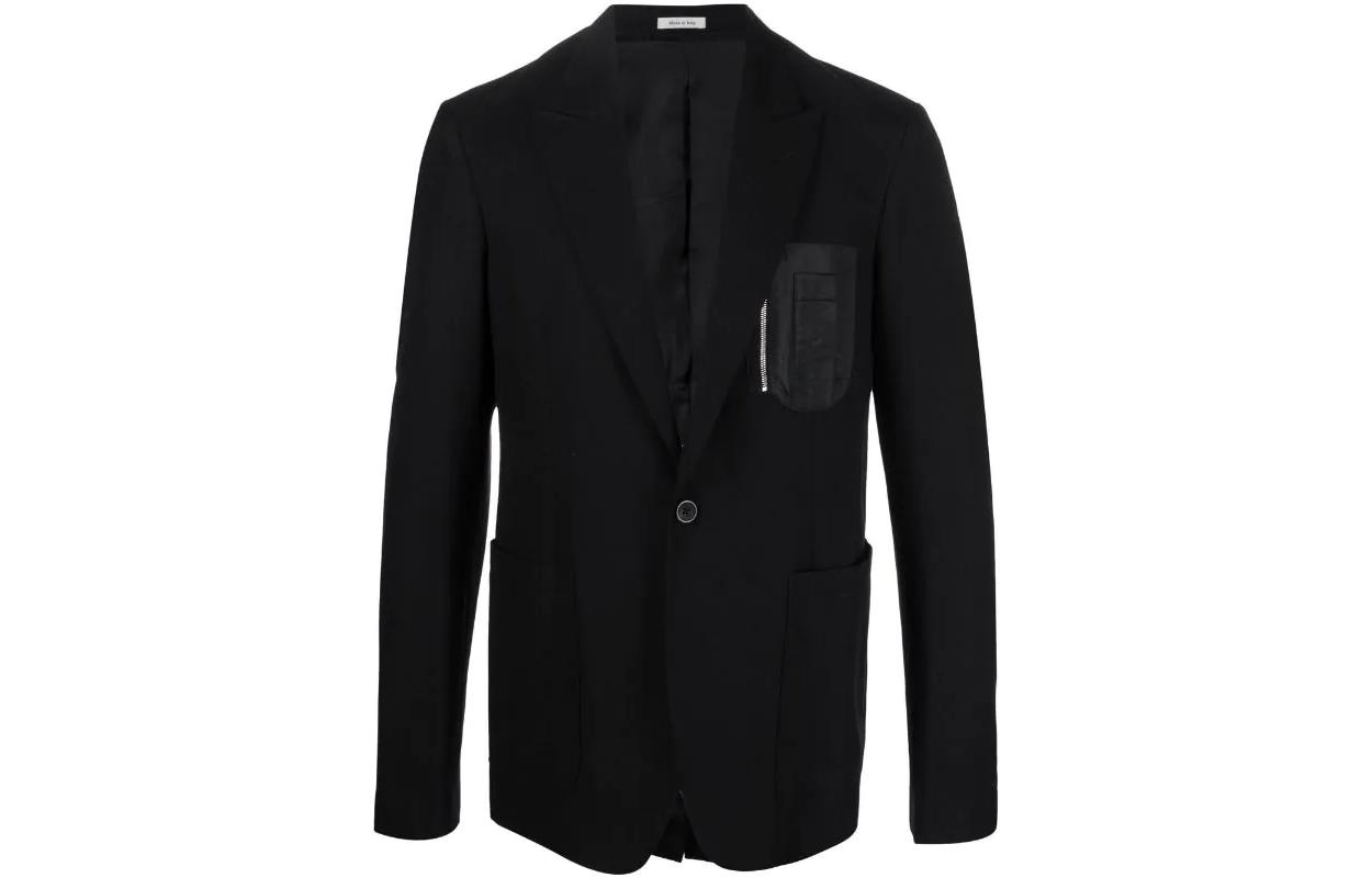 Alexander McQueen SS22  Black Long Sleeve Blazer with Zipper Pocket. 700415-QTS57-1001