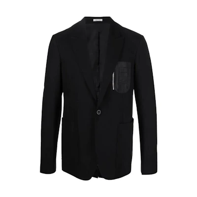 Alexander McQueen SS22 Black Long Sleeve Blazer with Zipper Pocket. 700415-QTS57-1001