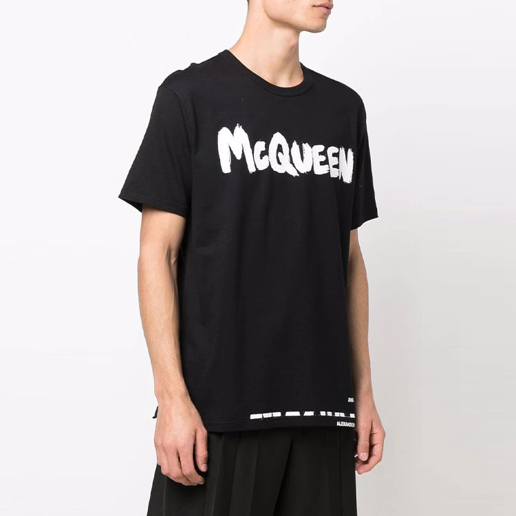 Alexander McQueen SS22  Black Short Sleeve T-Shirt with Logo Print. 684500-QSZ57-0901 圖 6