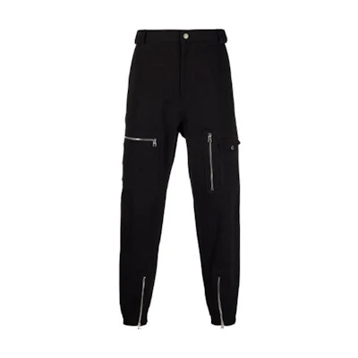 Alexander McQueen SS22 Black Solid Color Zipper Jogger Pants 671880-QSS22-1000