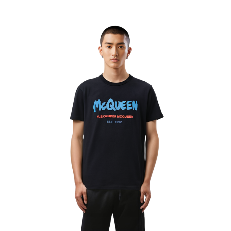 Alexander McQueen SS22  Black T-Shirt with Large Logo Print. 684504-QSZ52-0901 圖 7