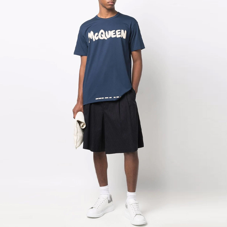 Alexander McQueen SS22  Blue T-Shirt with Logo Letter Print. 684500-QSZ57-0903 圖 3