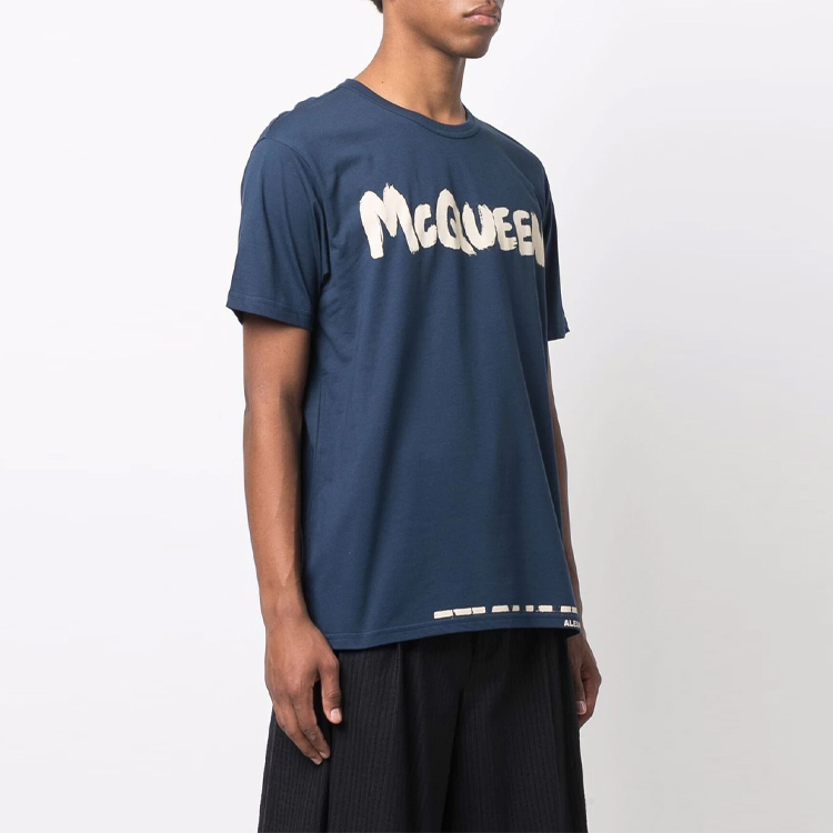 Alexander McQueen SS22  Blue T-Shirt with Logo Letter Print. 684500-QSZ57-0903 圖 5