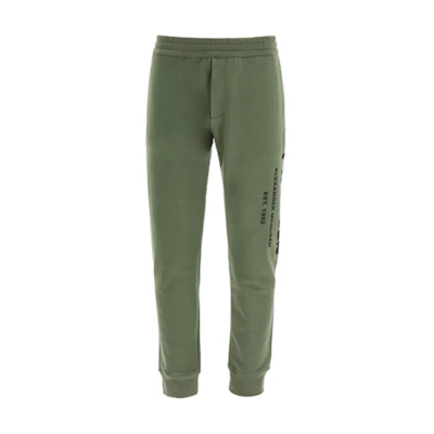 Alexander McQueen SS22 Green Letter Print Jogger Pants 688714-QSZ81-0904