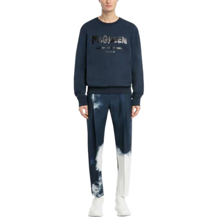 Lookbook 亞歷山大·麥昆 SS22 海軍藍印花標誌圓領長袖衛衣 688713-QTZ81-0903