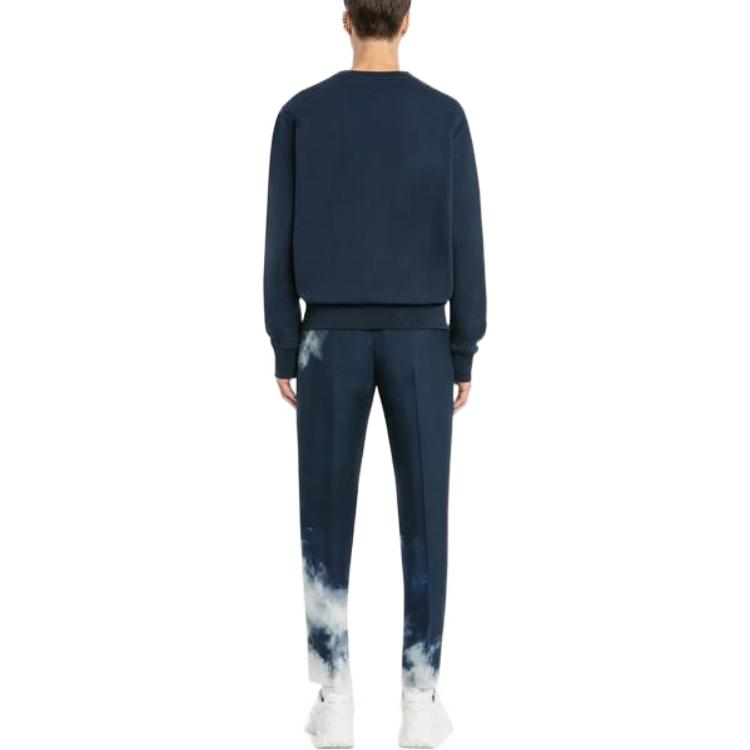 Shop 亞歷山大·麥昆 SS22 海軍藍印花標誌圓領長袖衛衣 688713-QTZ81-0903