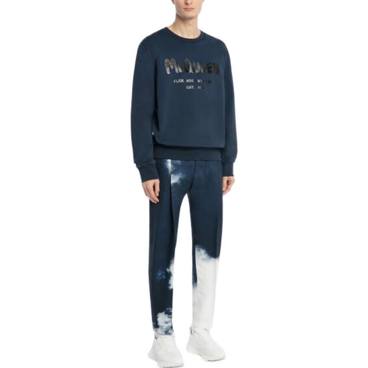 Purchase 亞歷山大·麥昆 SS22 海軍藍印花標誌圓領長袖衛衣 688713-QTZ81-0903
