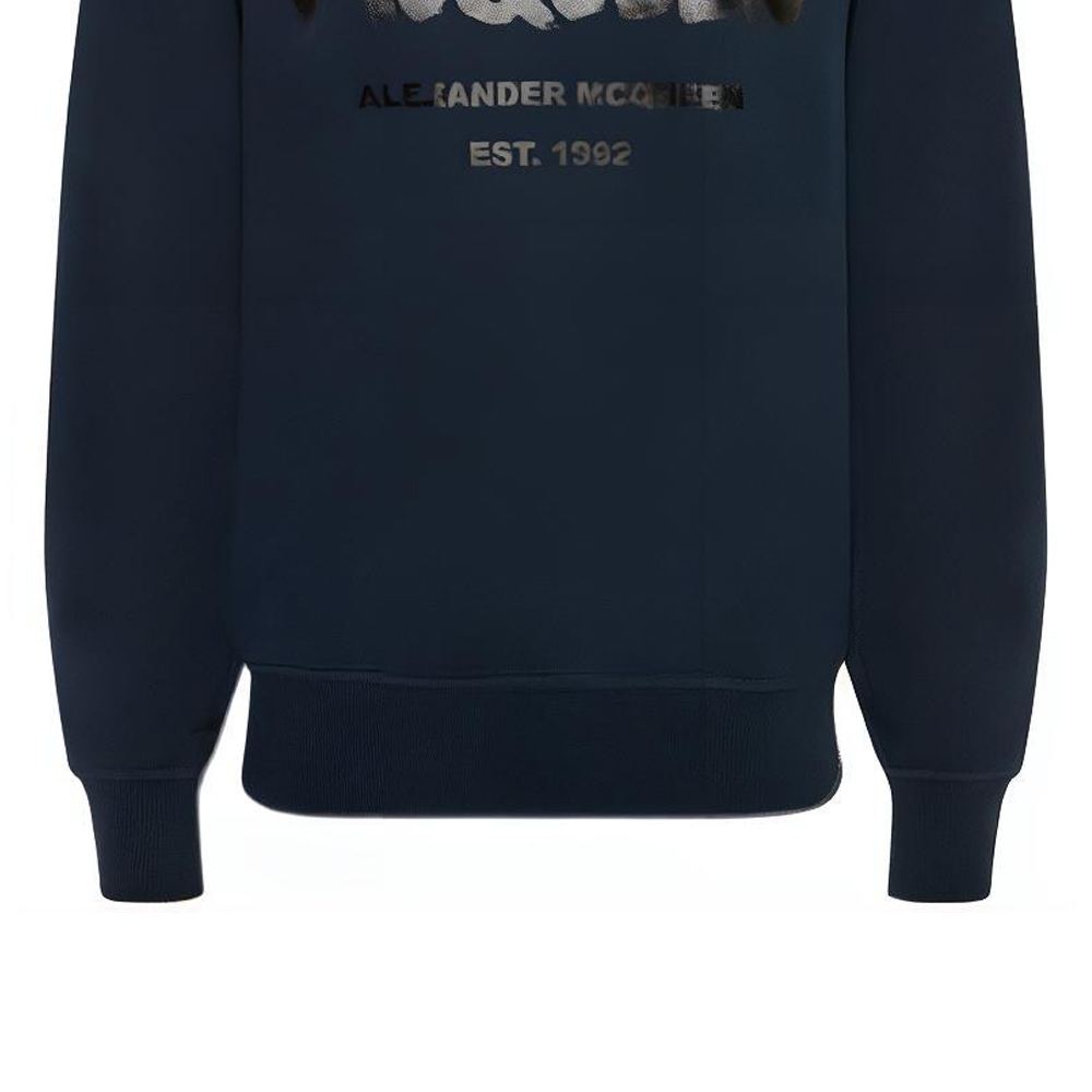 Sizing 亞歷山大·麥昆 SS22 海軍藍印花標誌圓領長袖衛衣 688713-QTZ81-0903