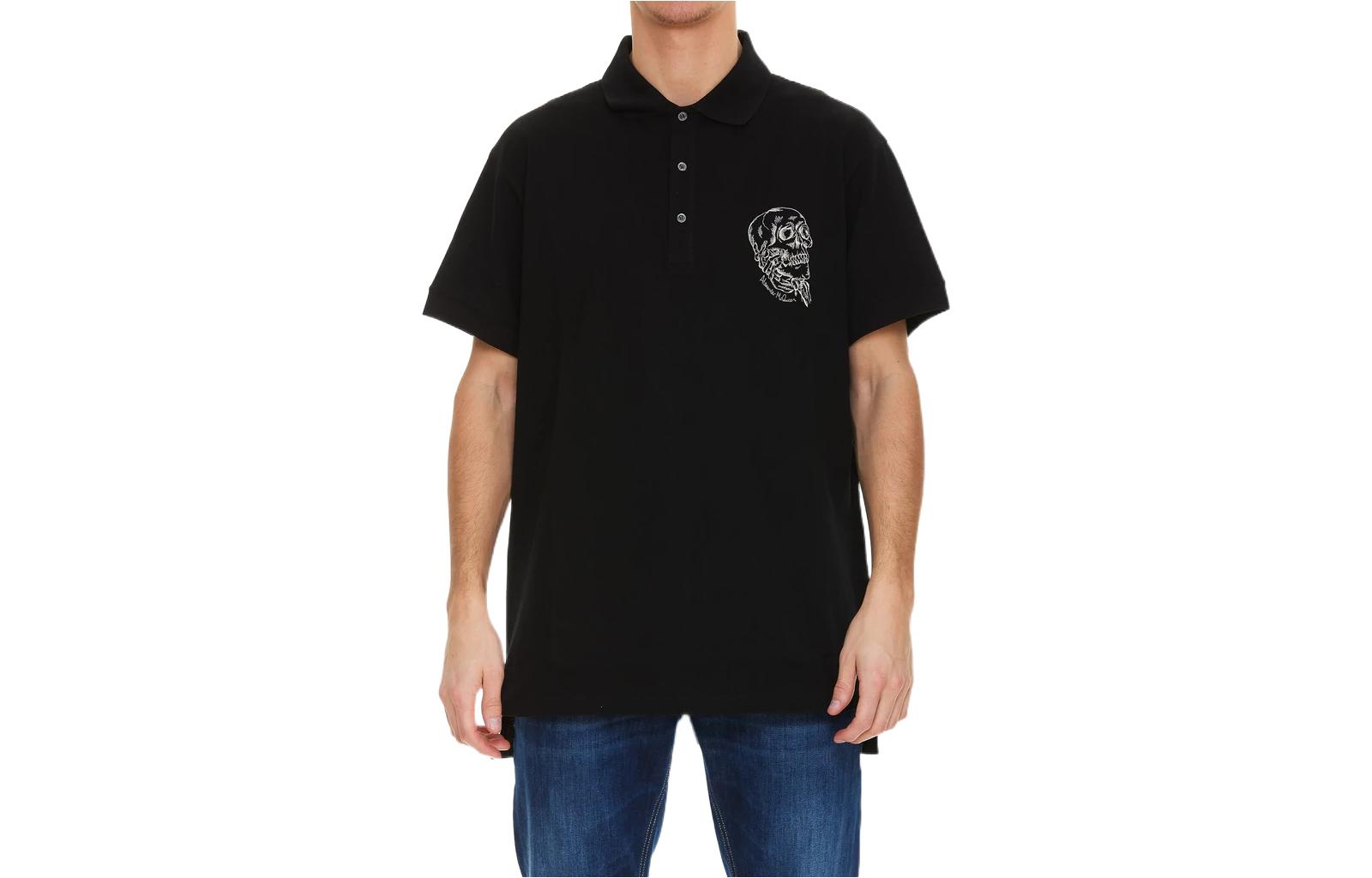 Order 알렉산더 맥퀸 SS22 스컬 자수 코튼 폴로 셔츠 블랙 687734-QSX33-1000
