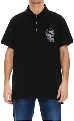 알렉산더 맥퀸 SS22 스컬 자수 코튼 폴로 셔츠 블랙 687734-QSX33-1000 Order 알렉산더 맥퀸 SS22 스컬 자수 코튼 폴로 셔츠 블랙 687734-QSX33-1000