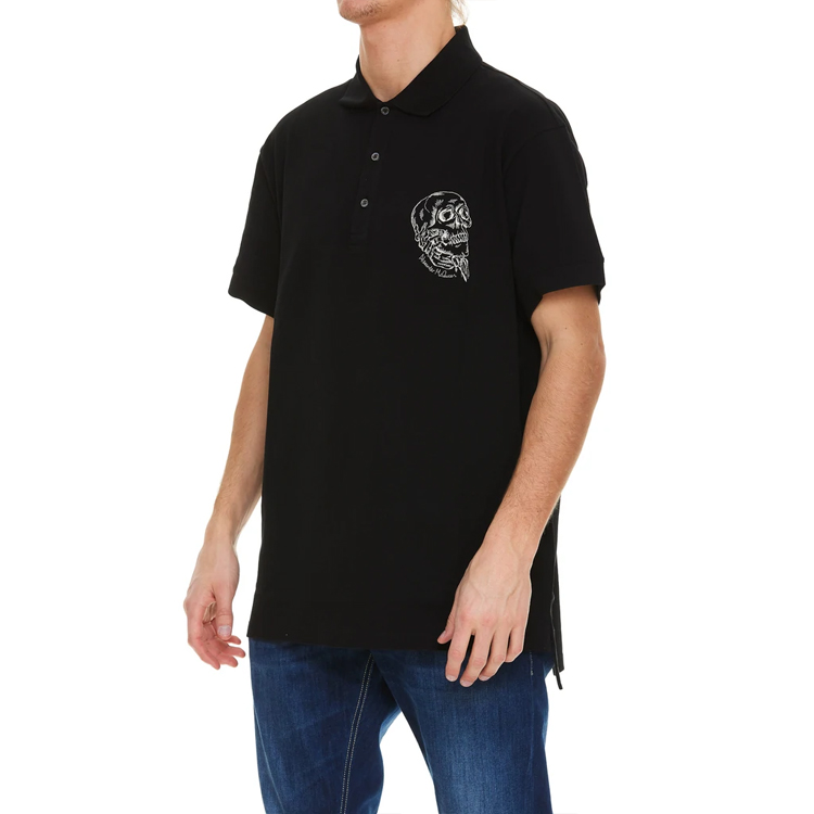 Purchase 알렉산더 맥퀸 SS22 스컬 자수 코튼 폴로 셔츠 블랙 687734-QSX33-1000