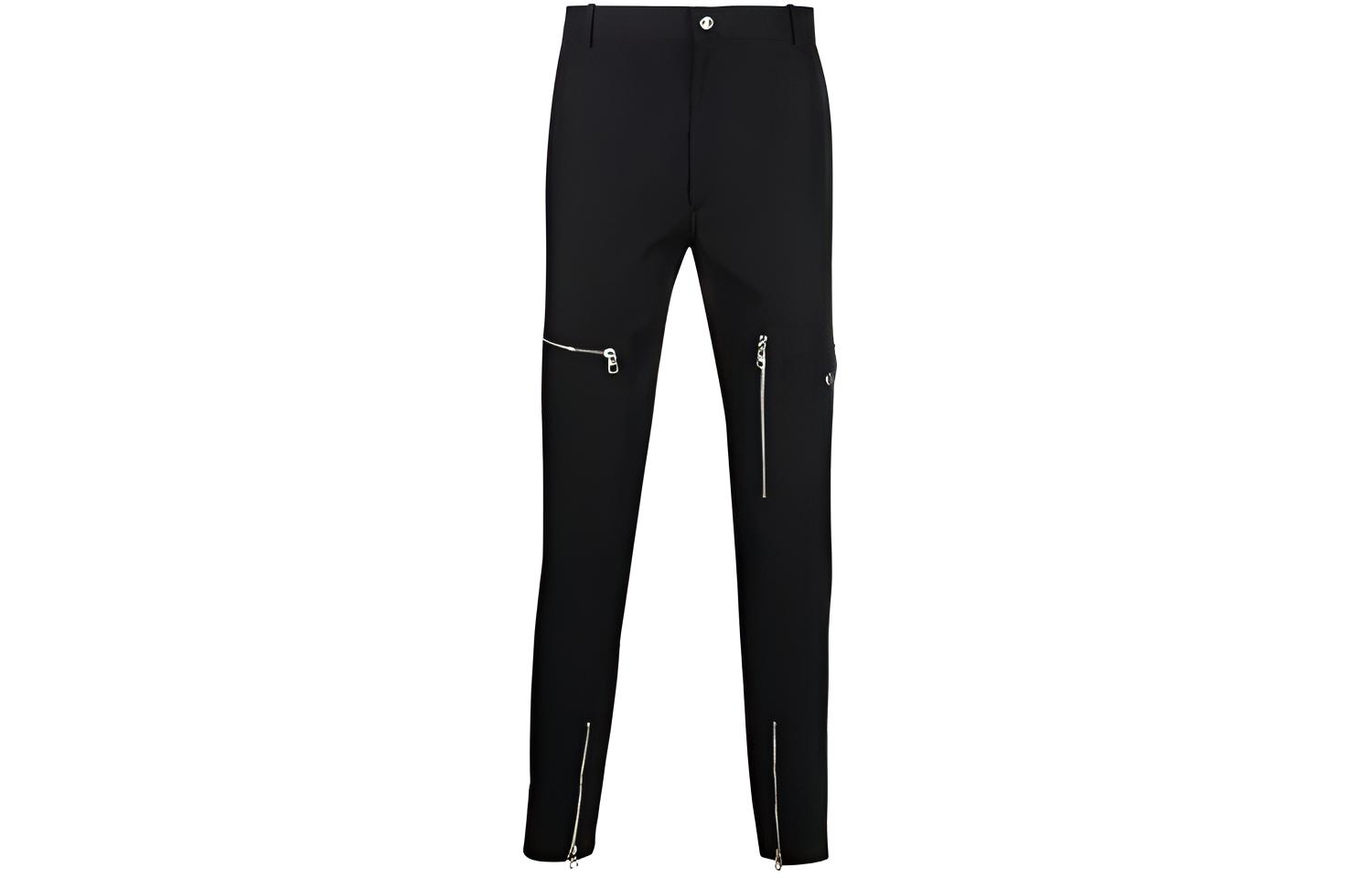 Alexander McQueen SS22  Slim Fit Casual Pants with Zipper Detail Black 682312-QSS44-1000