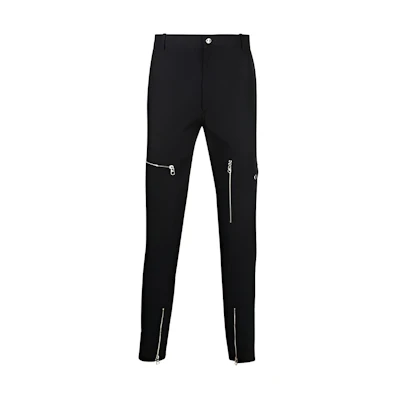 Alexander McQueen SS22 Slim Fit Casual Pants with Zipper Detail Black 682312-QSS44-1000