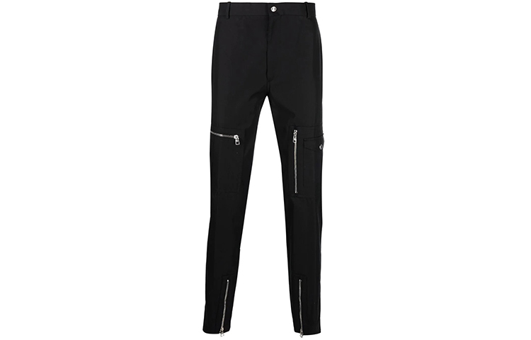 Order Alexander McQueen SS22 Seluar Slim Fit Kasual Zip Detailing Hitam 682312-QSS44-1000