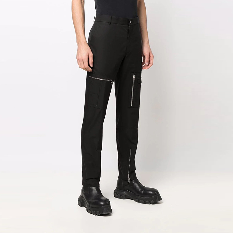 Shop Alexander McQueen SS22 Seluar Slim Fit Kasual Zip Detailing Hitam 682312-QSS44-1000