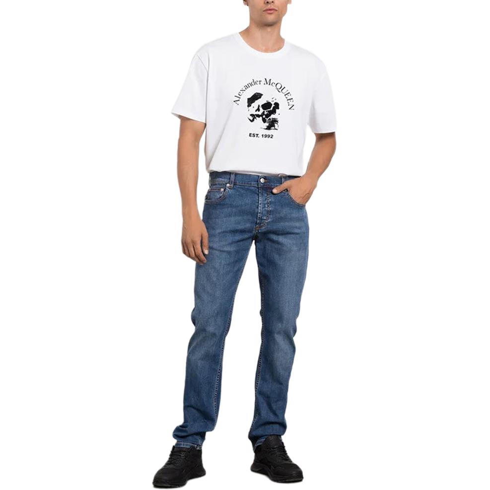 Alexander McQueen SS22  White Letter Skull Graphic T-Shirt. 711006-QTZ41-0900