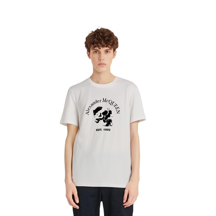 Alexander McQueen SS22  White Letter Skull Graphic T-Shirt. 711006-QTZ41-0900 圖 5