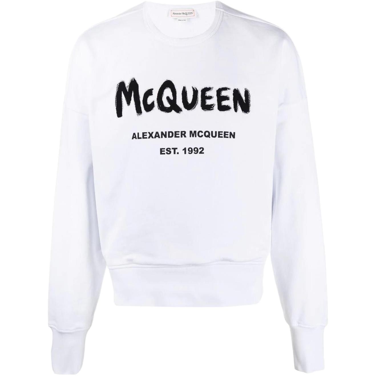 Alexander McQueen SS22  White Pullover Sweatshirt with Letter Logo Print. 701285-QTZ11-0900