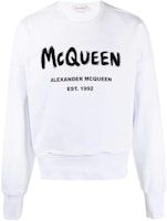 Alexander McQueen SS22 White Pullover Sweatshirt with Letter Logo Print. 701285-QTZ11-0900 Alexander McQueen SS22 White Pullover Sweatshirt with Letter Logo Print. 701285-QTZ11-0900
