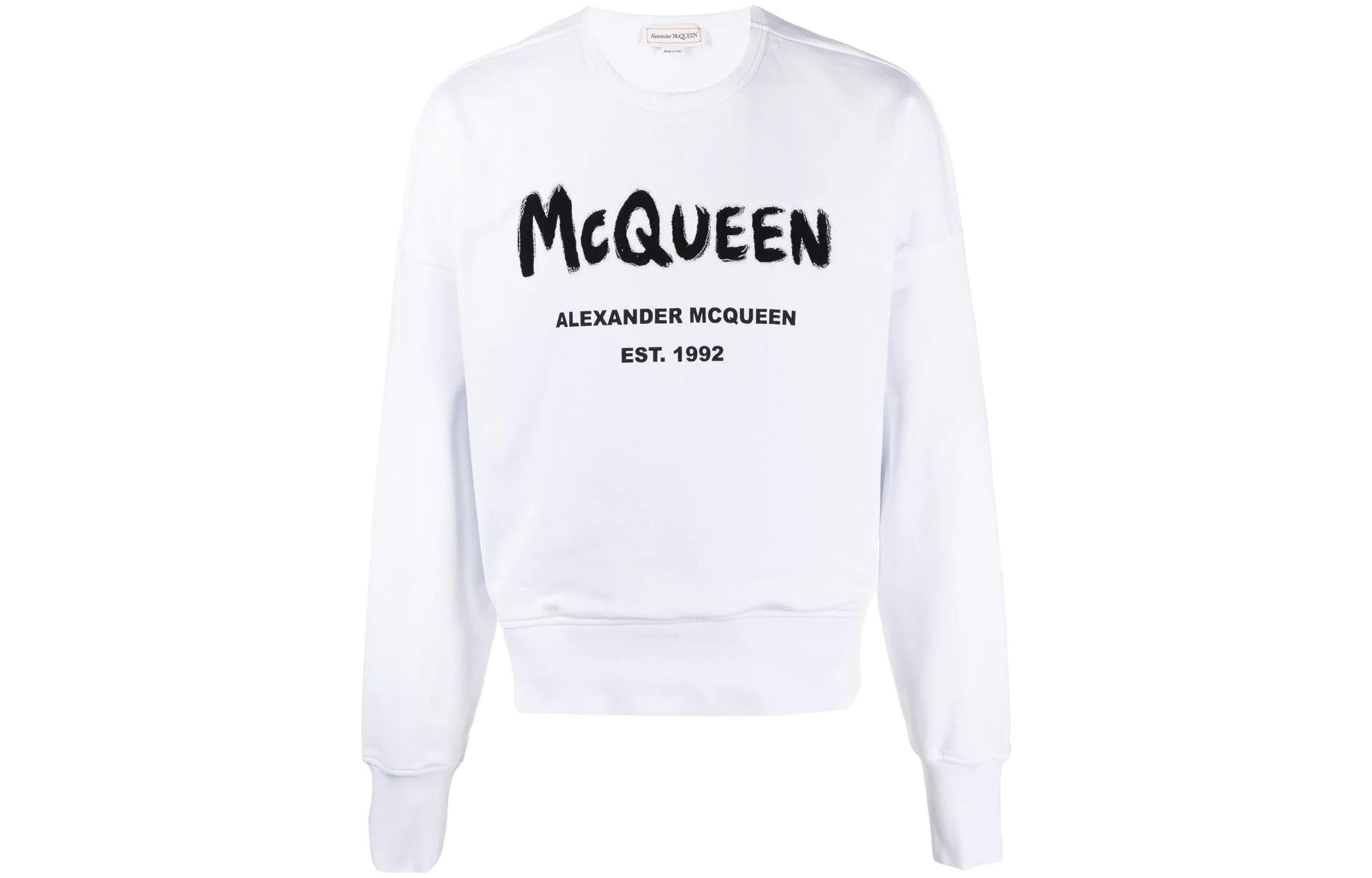 Order Alexander McQueen SS22 Baju Putih dengan Cetakan Logo Huruf. 701285-QTZ11-0900