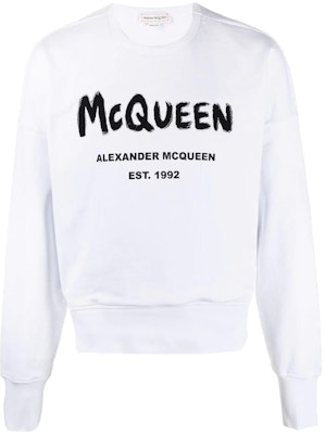 Alexander McQueen SS22 Baju Putih dengan Cetakan Logo Huruf. 701285-QTZ11-0900 Order Alexander McQueen SS22 Baju Putih dengan Cetakan Logo Huruf. 701285-QTZ11-0900
