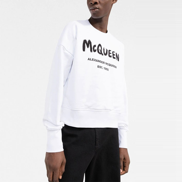Purchase Alexander McQueen SS22 Baju Putih dengan Cetakan Logo Huruf. 701285-QTZ11-0900