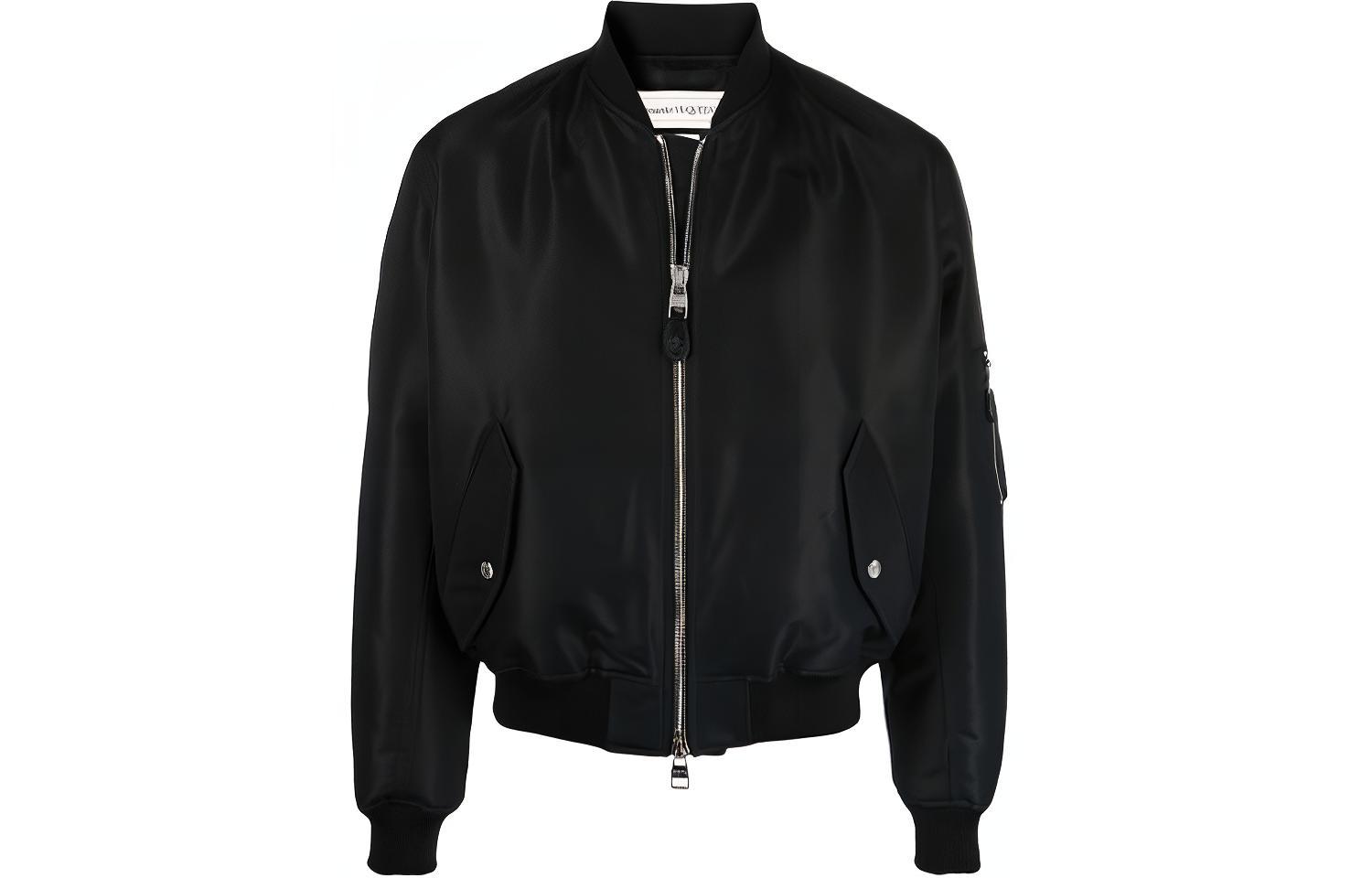 Alexander McQueen SS22 Back Logo Print Bomber Jacket Black 682880-QSR77-1000