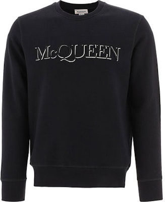 Alexander McQueen SS22 Baju Longgar Hitam Logo Cetak Lengan Panjang. 688719-QSX96-1000 Buy Alexander McQueen SS22 Baju Longgar Hitam Logo Cetak Lengan Panjang. 688719-QSX96-1000