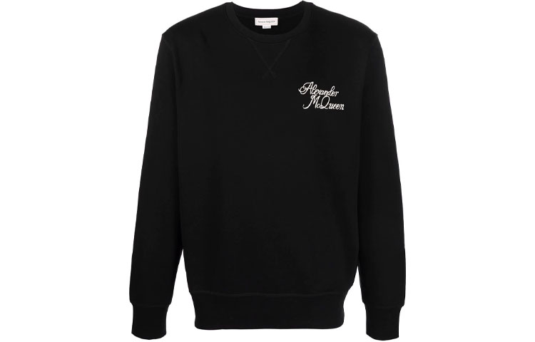 Alexander McQueen SS22 Black Logo Print Pullover Sweatshirt 687741-QSZ95-0901