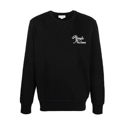 Alexander McQueen SS22 Black Logo Print Pullover Sweatshirt 687741-QSZ95-0901
