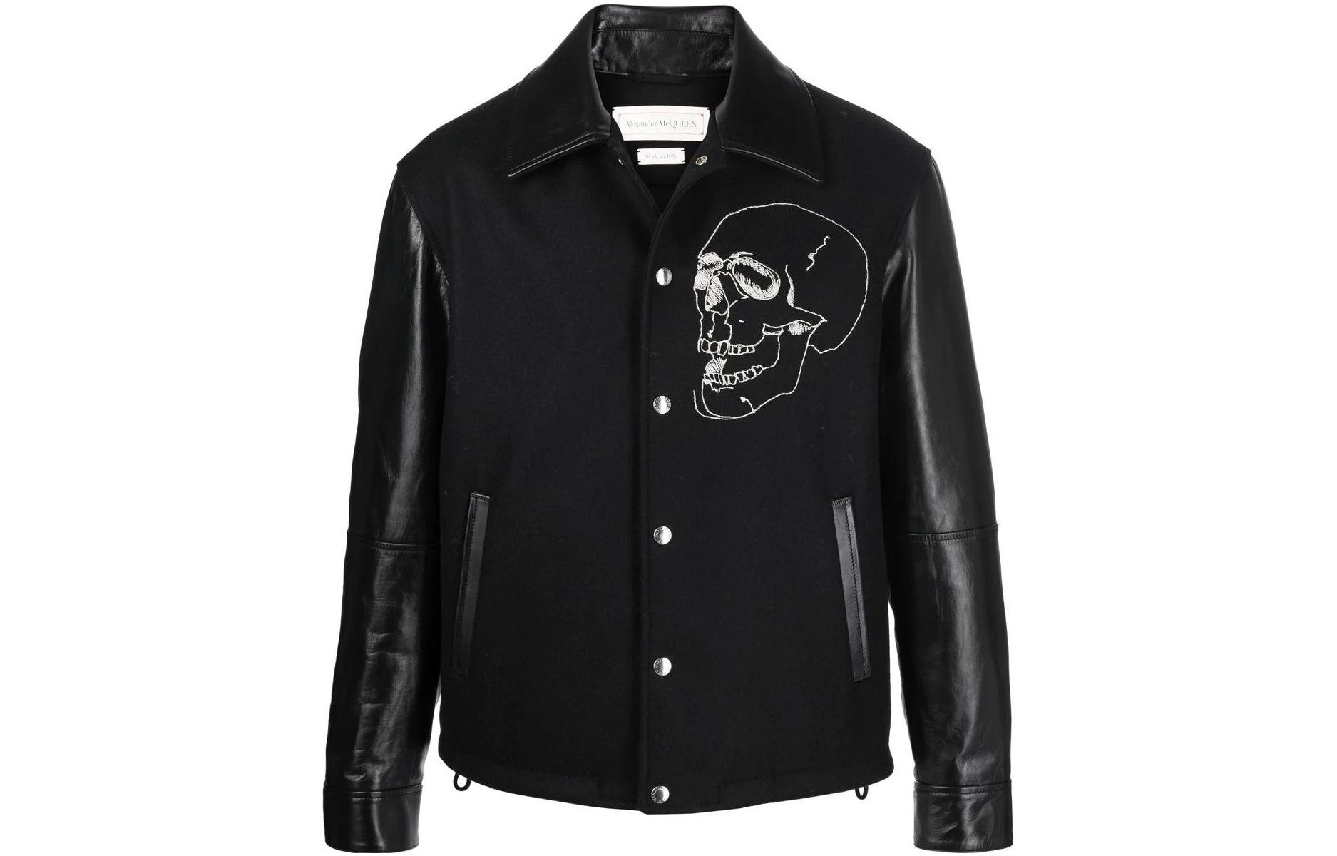 Alexander McQueen SS22 Black Skull Embroidered Long Sleeve Jacket 684120-Q5HVV-1001