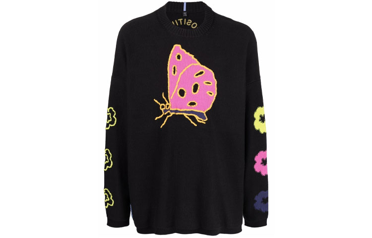 Alexander McQueen SS22 Butterfly Print Pullover Sweatshirt Black 667755-RSK01-1000