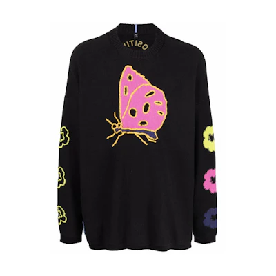 Alexander McQueen SS22 Butterfly Print Pullover Sweatshirt Black 667755-RSK01-1000