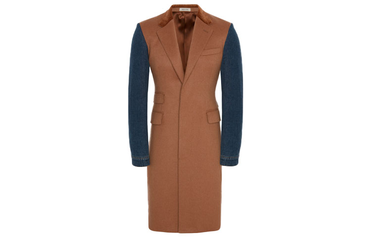 Alexander McQueen SS22 Camel Denim Patchwork Sleeve Mid-Length Blazer Coat 682882-QSV29-9747 圖 2