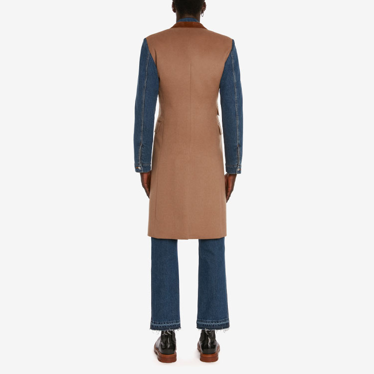 Alexander McQueen SS22 Camel Denim Patchwork Sleeve Mid-Length Blazer Coat 682882-QSV29-9747 圖 4