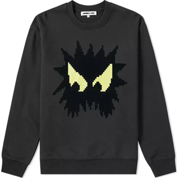 Alexander McQueen SS22 Cotton Cartoon Monster Print Black Long Sleeve Sweatshirt 415099-RNT14-1048
