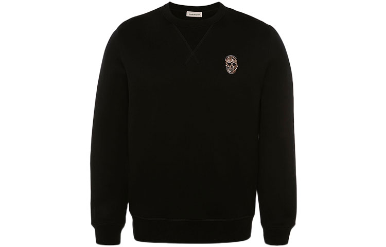 Order Alexander McQueen 水晶骷髏頭圓領長袖上衣 黑色 SS22 683182-QSX56-1010