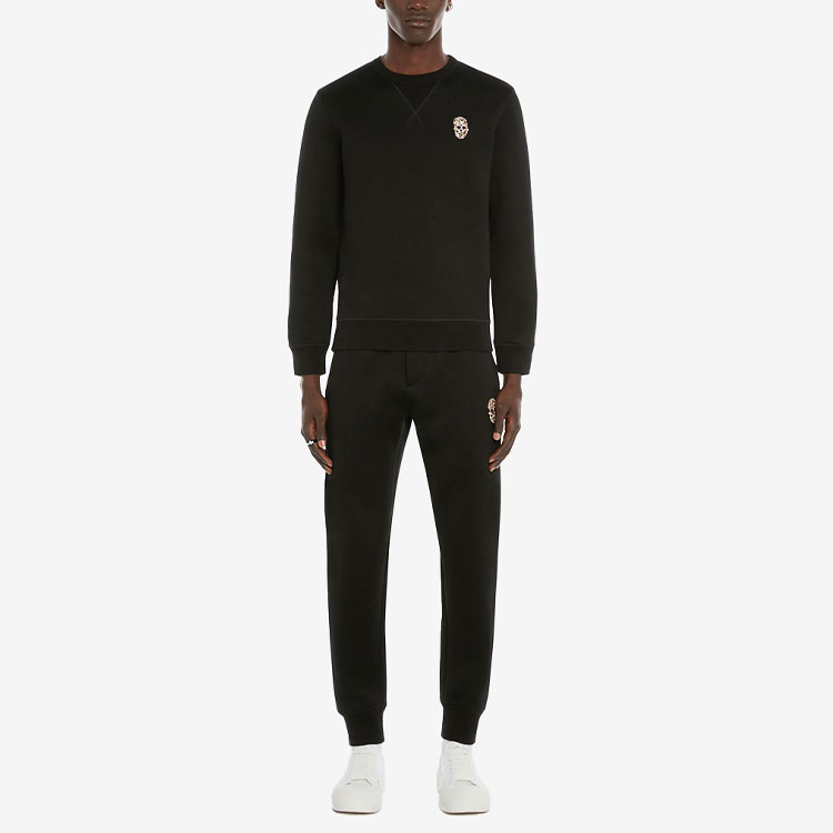 Lookbook Alexander McQueen 水晶骷髏頭圓領長袖上衣 黑色 SS22 683182-QSX56-1010