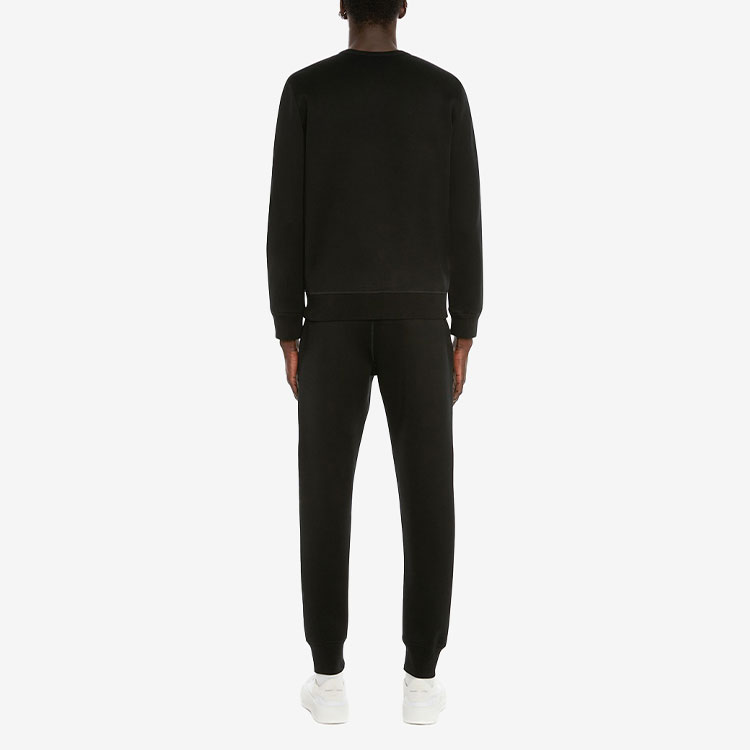 Shop Alexander McQueen 水晶骷髏頭圓領長袖上衣 黑色 SS22 683182-QSX56-1010