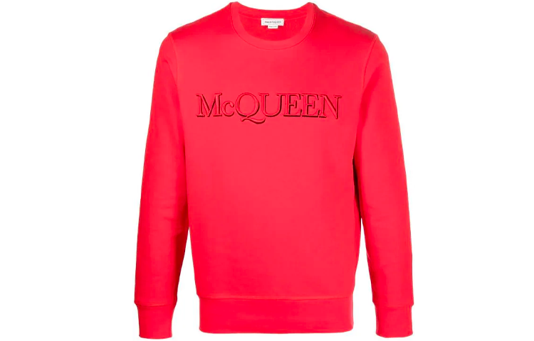 Alexander McQueen SS22 Embroidered Logo Crewneck Sweatshirt Red () 688719-QSX96-6615
