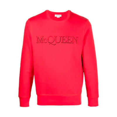 Alexander McQueen SS22 Embroidered Logo Crewneck Sweatshirt Red () 688719-QSX96-6615
