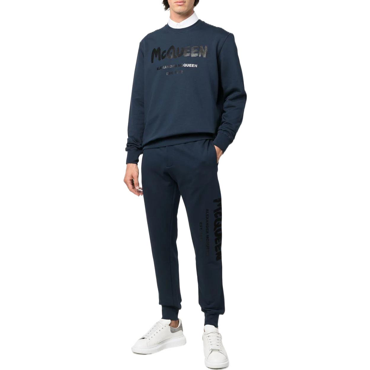 Lookbook 亞歷山大·麥昆 SS22 塗鴉標誌運動長褲 藍色 688714-QTZ81-0903