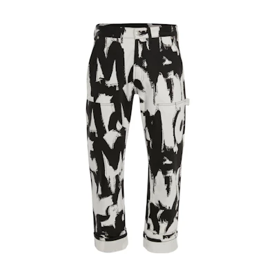 Alexander McQueen SS22 Graffiti Utility Jeans Black White 700483QTY869080