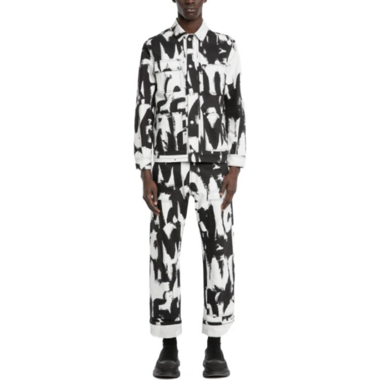 Lookbook Alexander McQueen SS22 Jeans Graffiti Utility Negro Blanco 700483QTY869080