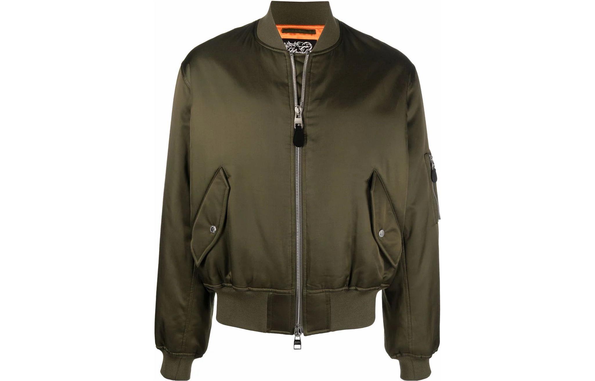 Alexander McQueen SS22 Graphic Print Zip-Up Bomber Jacket Green 687702-QSR08-3360