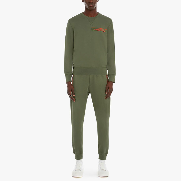 Lookbook Alexander McQueen SS22 Crewneck Sweatshirt Logo Hijau Lengan Panjang 642663-QSX75-0904