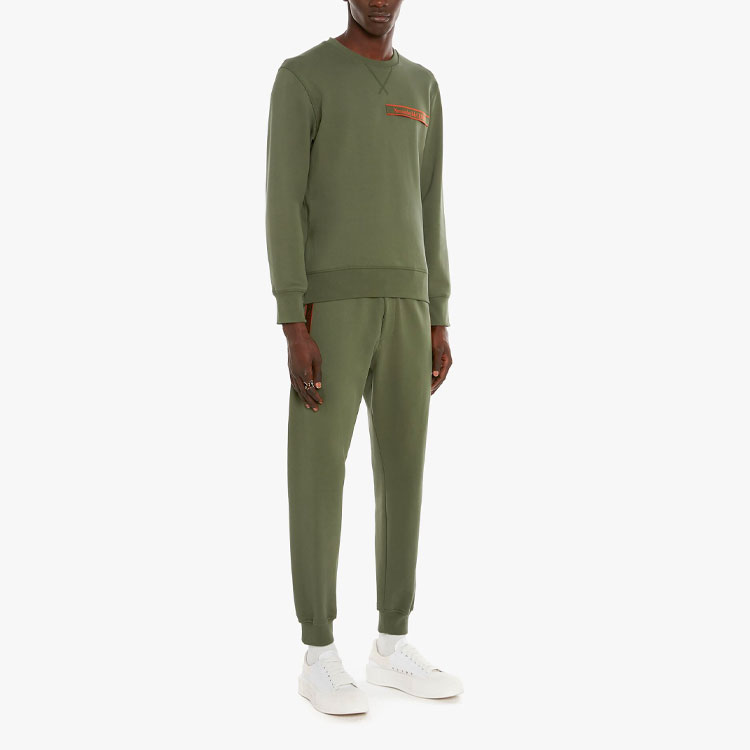 Purchase Alexander McQueen SS22 Crewneck Sweatshirt Logo Hijau Lengan Panjang 642663-QSX75-0904