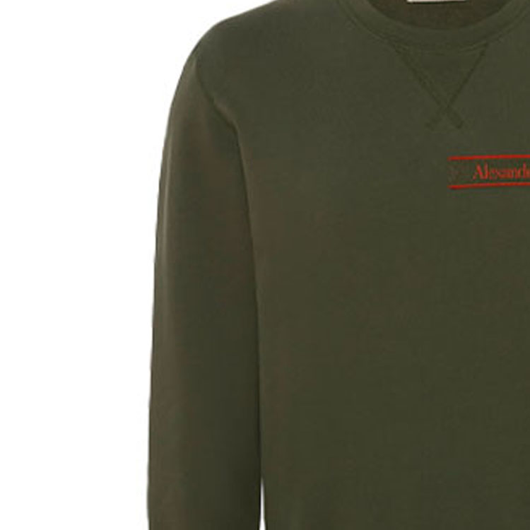 Details for Alexander McQueen SS22 Crewneck Sweatshirt Logo Hijau Lengan Panjang 642663-QSX75-0904